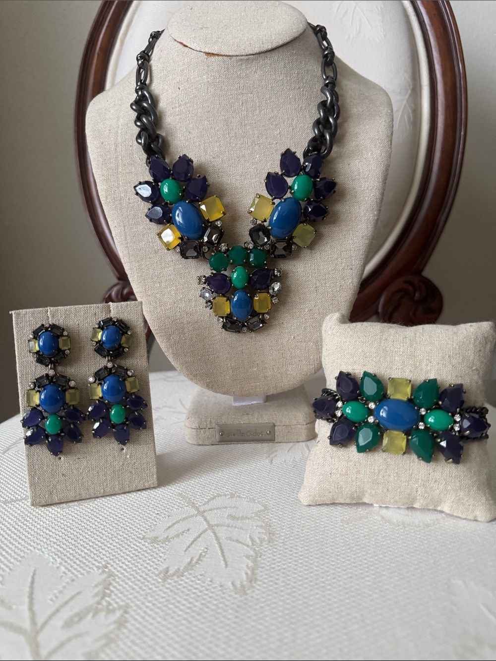 Stella & Dot Peacock Necklace, earrings and bracelet